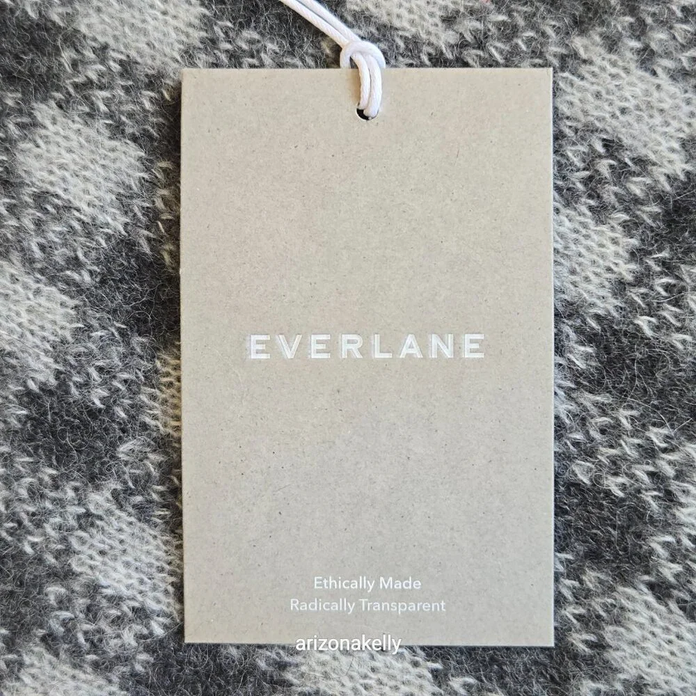 NWT Everlane Alpaca Patterned Scarf Grey Check Knit